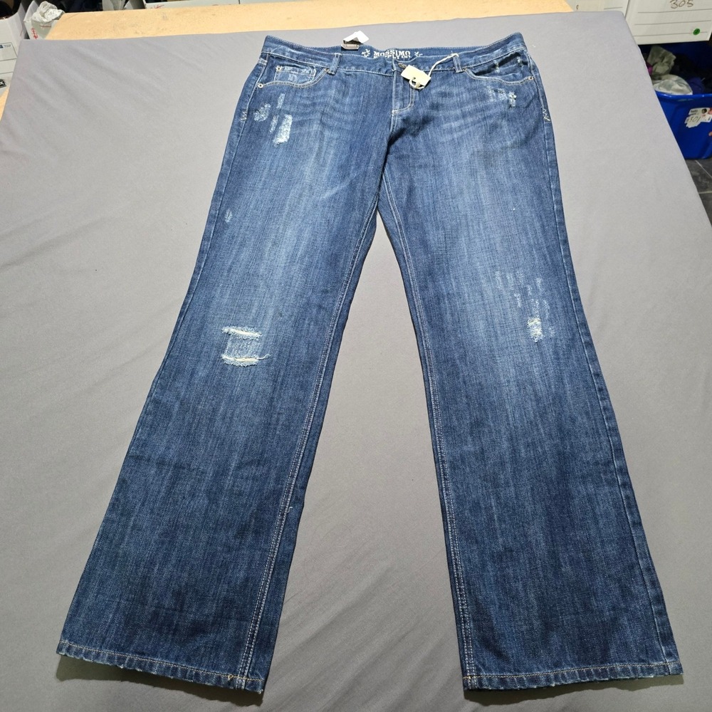 new Mossimo Supply Co Boyfriend Jeans Womens 17 Blue Distressed Wide Leg